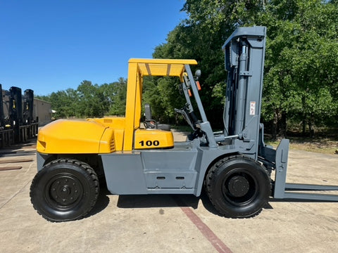 2010 TCM FD100-2 22000 LB DIESEL FORKLIFT 127/147 2 STAGE MAST PNEUMATIC FORK POSITIONER 5049 HOURS STOCK # BF9441129-TXB