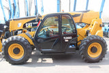 2019 CATERPILLAR TL943D 9000 LB DIESEL TELESCOPIC FORKLIFT TELEHANDLER PNEUMATIC 4WD ENCLOSED CAB WITH HEAT AND AC OUTRIGGERS 1799 HOURS STOCK # BF9798579-NLE