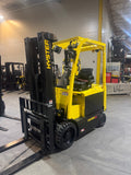 2018 HYSTER E60XN-33 6000 LB ELECTRIC FORKLIFT CUSHION 89/188" 3 STAGE MAST SIDE SHIFTING FORK POSITIONER ONLY 1168 HOURS STOCK # BF991449-BUF - United Lift LLC