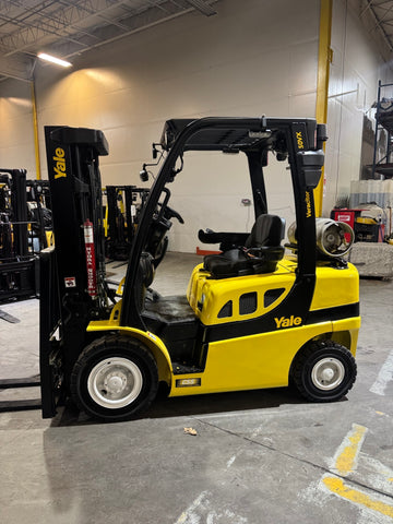 2021 YALE GLP050VXN 5000 LB LP GAS FORKLIFT PNEUMATIC 85/189 3 STAGE MAST SIDE SHIFTING FORK POSITIONER 1152 HOURS PLUMBED 4 WAYS TO CARRIAGE STOCK # BF9144439-BUF