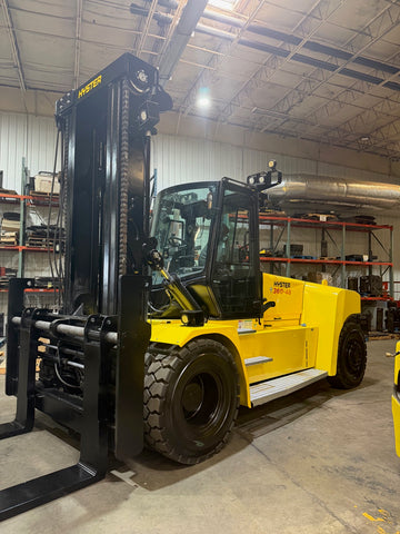 2022 HYSTER H360XD48 36000 LB at 48" LOAD CENTER DIESEL FORKLIFT PNEUMATIC 156/181" 2 STAGE MAST SIDE SHIFTER & INDEPENDENT FORK POSITIONER 96" FORKS ENCLOSED CAB WITH HEAT AND AC 1782 ORIGINAL HOURS STOCK # BF91245199-BUF