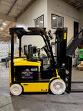 2020 YALE ERC055VGN 5500 LB 36 VOLT ELECTRIC FORKLIFT 88/201" THREE STAGE MAST NON-MARKING TIRES SIDE SHIFTING FORK POSITIONER plumbed 4 ways to carriage 817 HOURS STOCK # BF994229-BUF