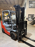 2019 TOYOTA 8FGCU32 6500 LB LP GAS FORKLIFT CUSHION 86/187" 3 STAGE MAST 952 HOURS SIDE SHIFTING FORK POSITIONER PLUMBED 4 WAYS TO CARRIAGE STOCK # BF9135829-BUF