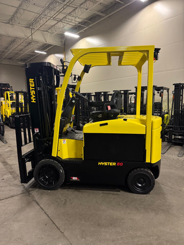 2021 HYSTER E80XN 8000 LB ELECTRIC FORKLIFT CUSHION 95/186" 3 STAGE MAST SIDE SHIFTER 716 HOURS STOCK # BF9156869-BUF - United Lift LLC