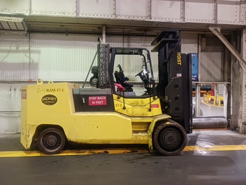 2017 HOIST F600 60000 LB DIESEL FORKLIFT CUSHION 135/67" 2 STAGE MAST SIDE 62" LONG COIL RAM with SIDE SHIFT 7000 HOURS STOCK # BF91122219-NTOH - United Lift LLC