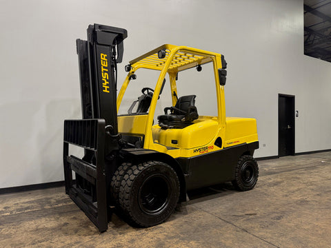 2015 HYSTER H110FT 11000 LB DIESEL FORKLIFT DUAL DRIVE PNEUMATIC 94/185" 3 STAGE MAST SIDE SHIFTER 2754 HOURS STOCK # BF9158829-ILE