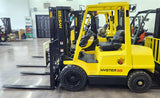 2005 HYSTER H55XM 5000 LB GASOLINE FORKLIFT PNEUMATIC 83/189" 3 STAGE MAST SIDE SHIFTING FORK POSITIONER 5467 HOURS STOCK # BF9151129-NXOH
