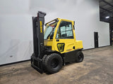 2018 HYSTER H80FT 8000 LB DiESEL FORKLIFT DUAL DRIVE PNEUMATIC 98/143" 2 STAGE MAST SIDE SHIFTER ENCLOSED CAB STOCK # BF9149629-ILE