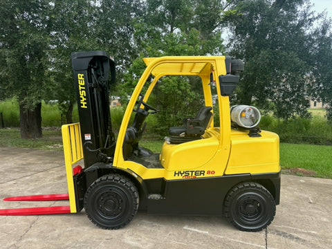 2018 HYSTER H80FT 8000 LB LP GAS FORKLIFT PNEUMATIC 94/194" 3 STAGE MAST SIDE SHIFTER 354 HOURS STOCK # BF9295129-TXB