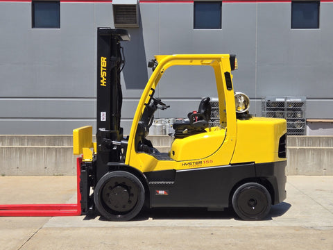 2019 HYSTER S155FT 15500 LB LP GAS FORKLIFT CUSHION 107/133" 2 STAGE MAST SIDE SHIFTING FORK POSITIONER 3300 HOURS STOCK # BF9345129-RIL