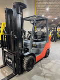 2019 TOYOTA 8FGCU30 6000 LB LP GAS FORKLIFT CUSHION 86/187" 3 STAGE MAST SIDE SHIFTING FORK POSITIONER plumbed 4 ways to carriage 1154 HOURS STOCK # BF997589-BUF