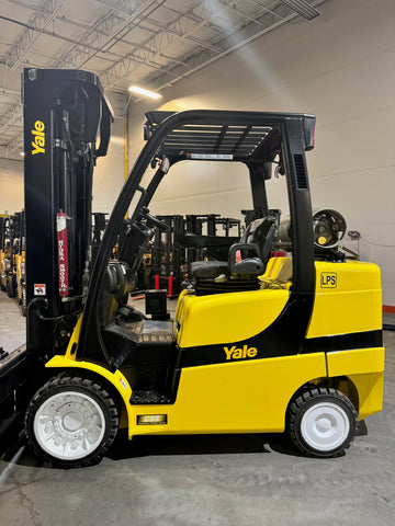 2019 YALE GLC080VXN 8000 LB LP GAS FORKLIFT CUSHION 95/206" 3 STAGE MAST SIDE SHIFTER 1214 HOURS STOCK # BF9138899-BUF