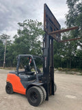2019 TOYOTA 8FD45U 10000 LB DIESEL FORKLIFT PNEUMATIC 101/218" 3 STAGE MAST SIDE SHIFTER 5566 HOURS STOCK # BF9185159-RIL2