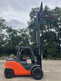 2019 TOYOTA 8FD45U 10000 LB DIESEL FORKLIFT PNEUMATIC 101/218" 3 STAGE MAST SIDE SHIFTER 5566 HOURS STOCK # BF9185159-RIL2