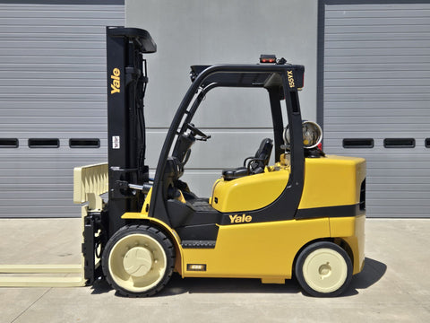 2019 YALE GLC155VXN 15500 LB LP GAS FORKLIFT CUSHION 107/133" 2 STAGE MAST SIDE SHIFTING FORK POSITIONER STOCK # BF9331389-RIL